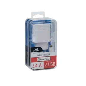 Ładowarka "VA 4125 WD2", biała, 2xUSB, 3,4 A, kabel lightning, RIVACASE